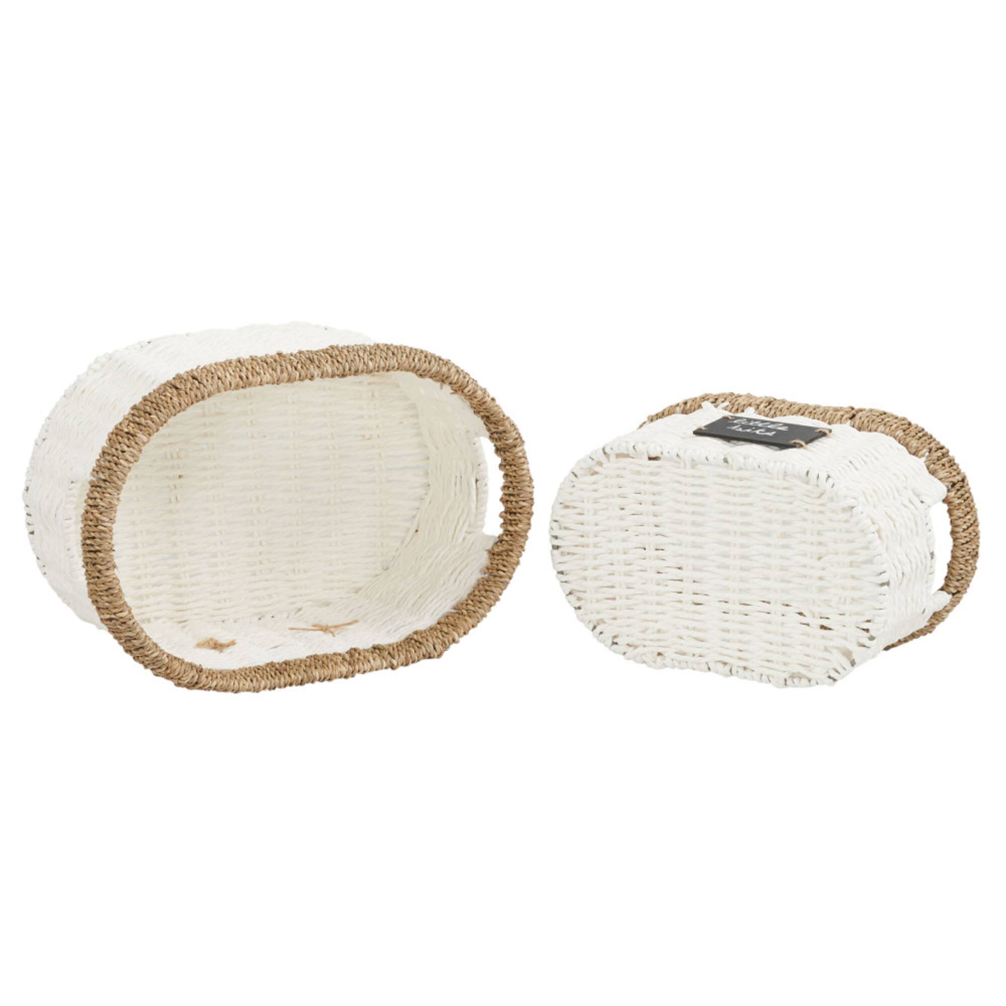 Household Essentials White Woven Oval Baskets, 2ct.